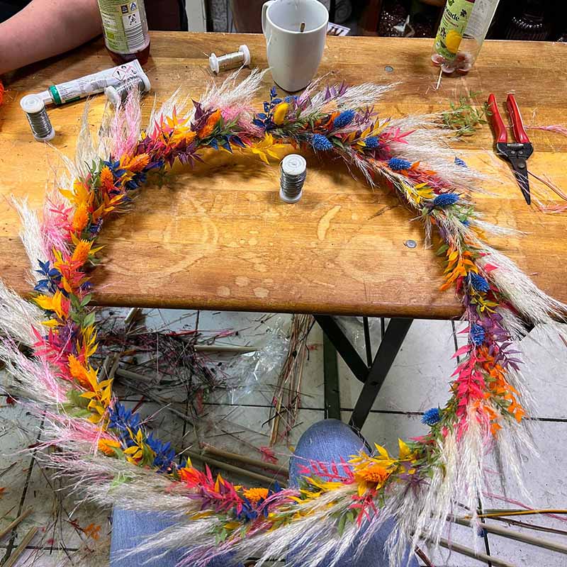 Trockenblumenkranz Workshop in Benrath